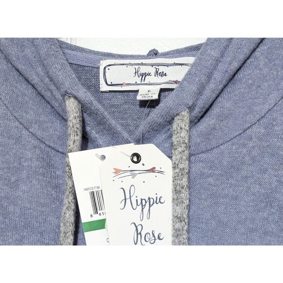 Hippie Rose Sweatshirt Pullover Hoodie Womens Large Blue Colorblock Super Soft - Picture 5 of 10